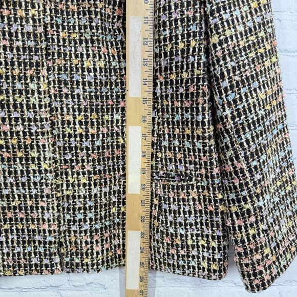 Sag Harbor Tweed Blazer Women Size 14 Petite Windowpane Front Slip Pockets Lined - Picture 6 of 9